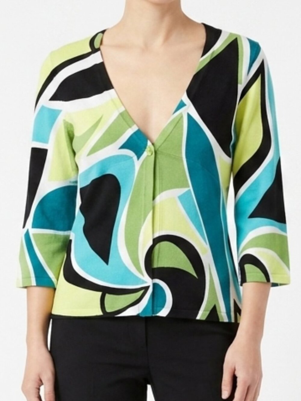 Style & Co. Silk Blend Swirl Print Cardigan- Sz. SP